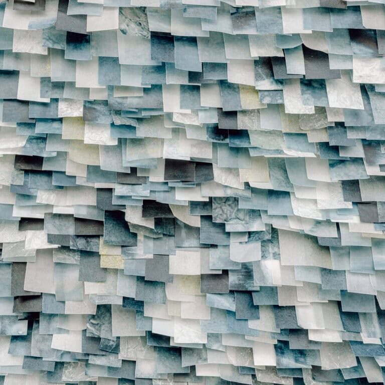 Lisa Moriarty in her studio with encaustic works, ALG Fine Art Dallas